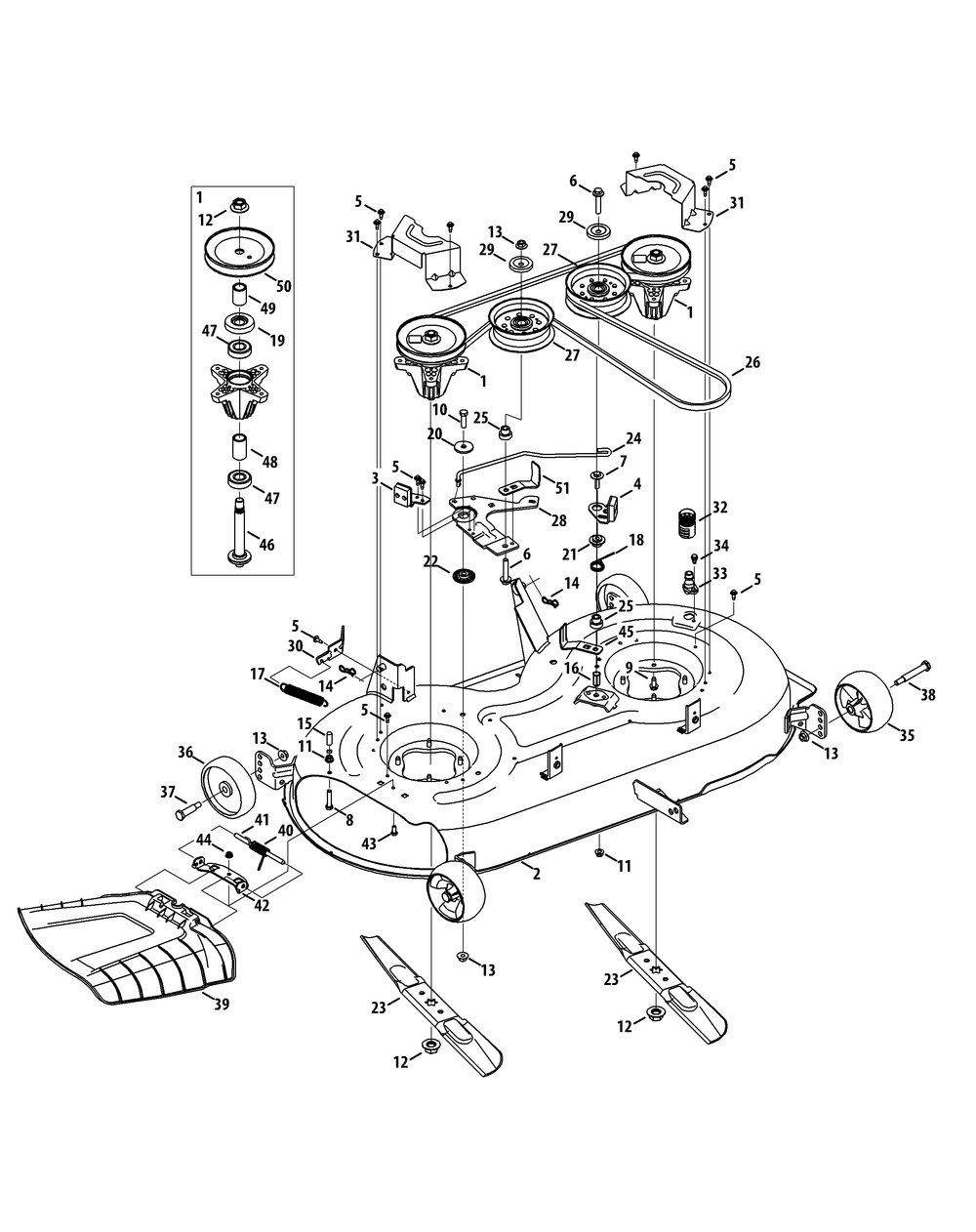 Mower Deck 42-Inch Diagram and Parts List for XT2-LX42KH (13APA1CS010-13WPA1CS010)(2015) Cub Cadet Lawn Tractor